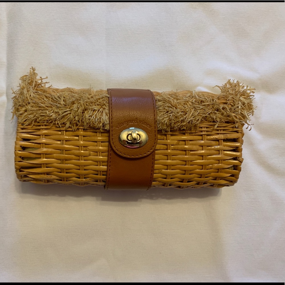 Vineyard Vines  Natural Wicker and Leather Clutch